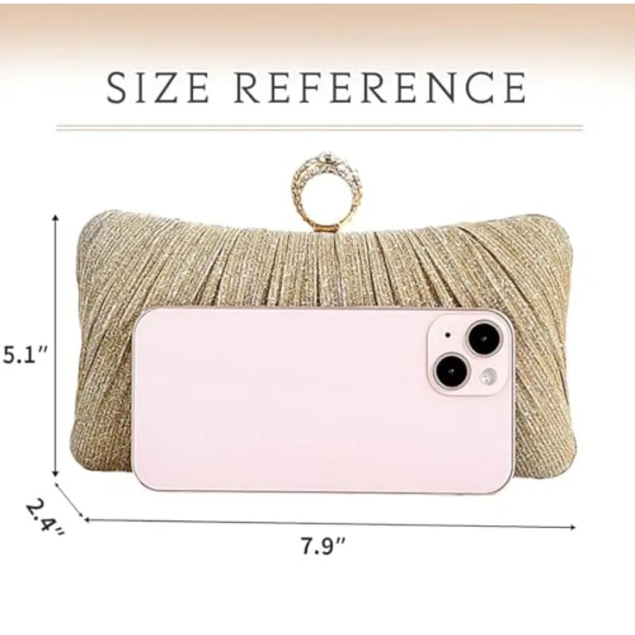 Elegant Vinyl Evening Clutch Purse With Removable Chain Strap