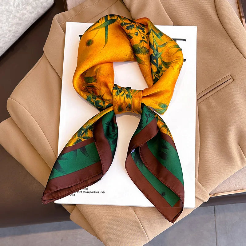 Printed Womens Polyester Scarf Square Shawl Luxury Design