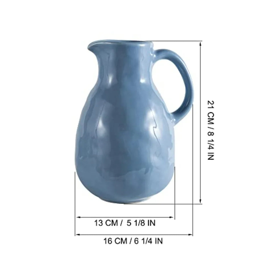 Ceramic Pitcher Vase With Handle For Modern Home Decor Centerpiece