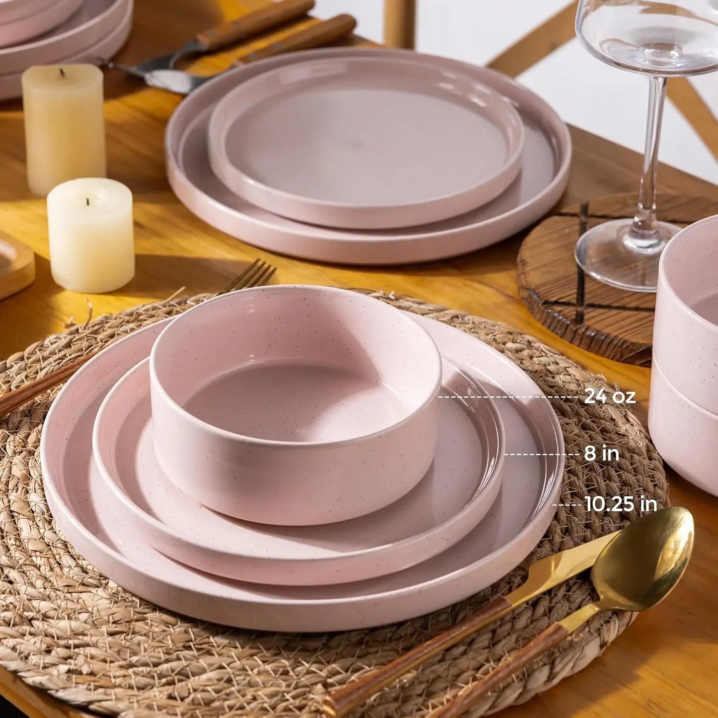 Speckled Ceramic Dinnerware Set With Stoneware Plates And Bowls Dishwasher Safe