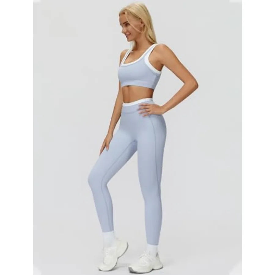 Women's Two-Piece U-Back Workout Set For Gym And Yoga