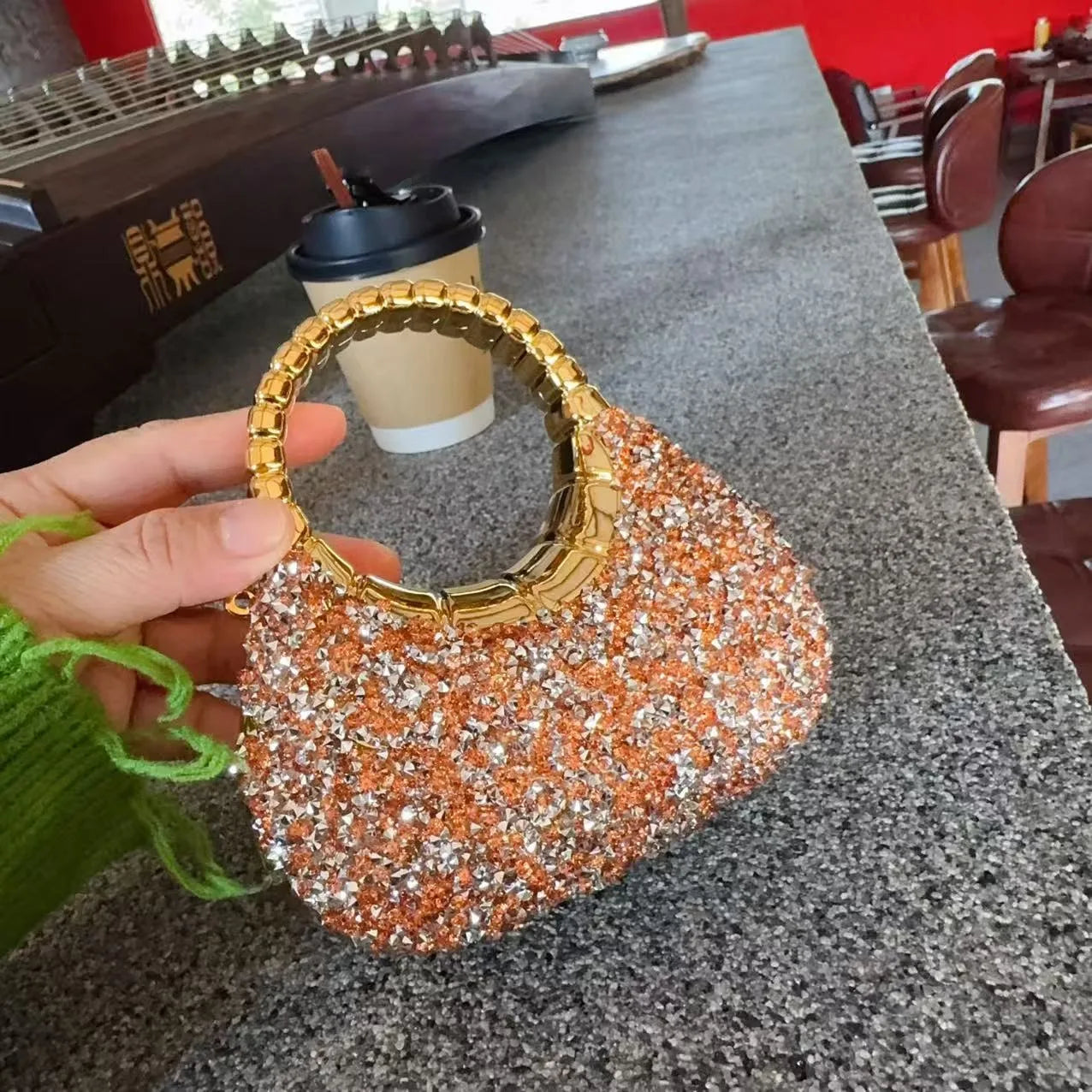 Heart Shaped Sequin Diamond Evening Bag Clutch for Weddings