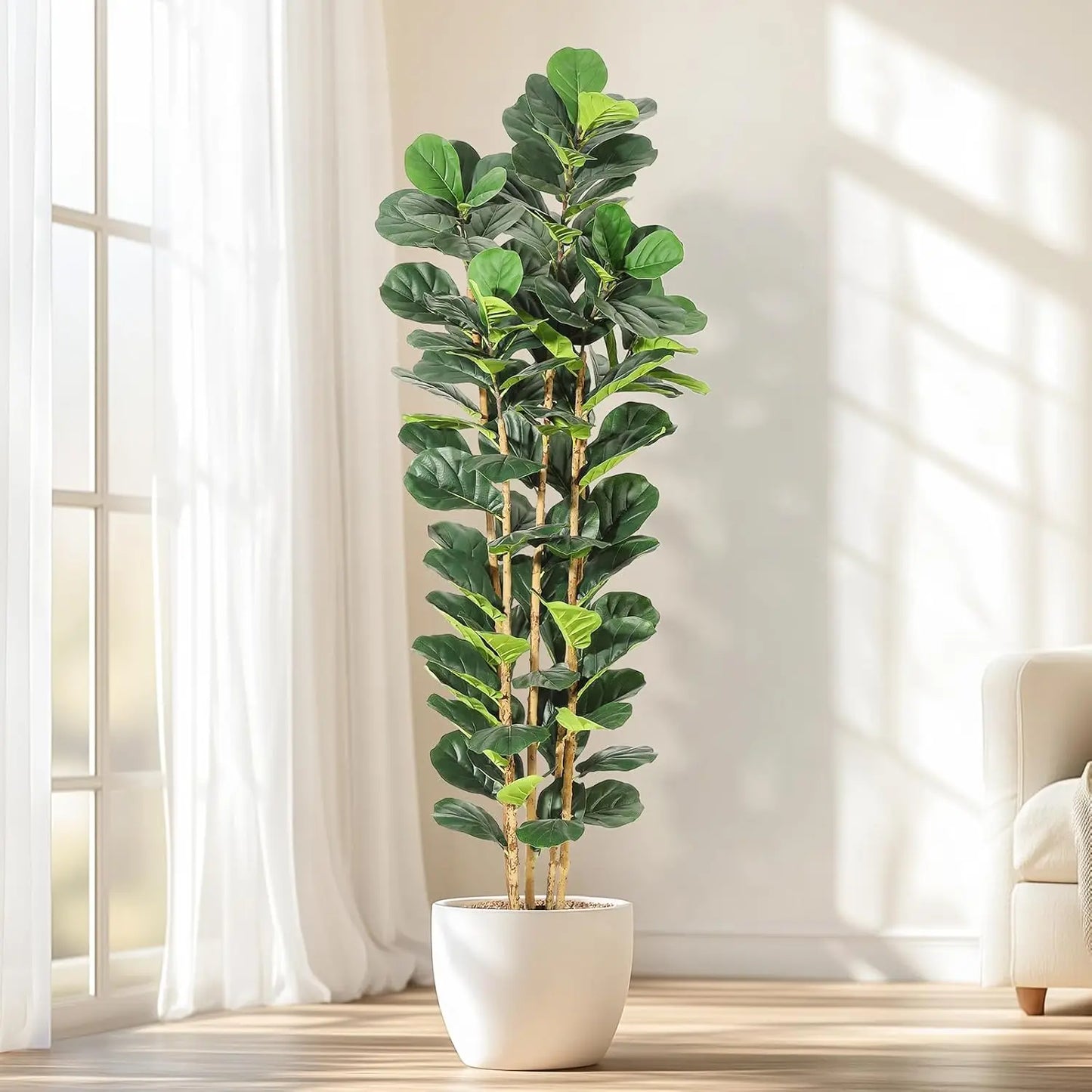 HiMISS Artificial Fiddle Leaf Fig Tree With Pot Indoor Greenery