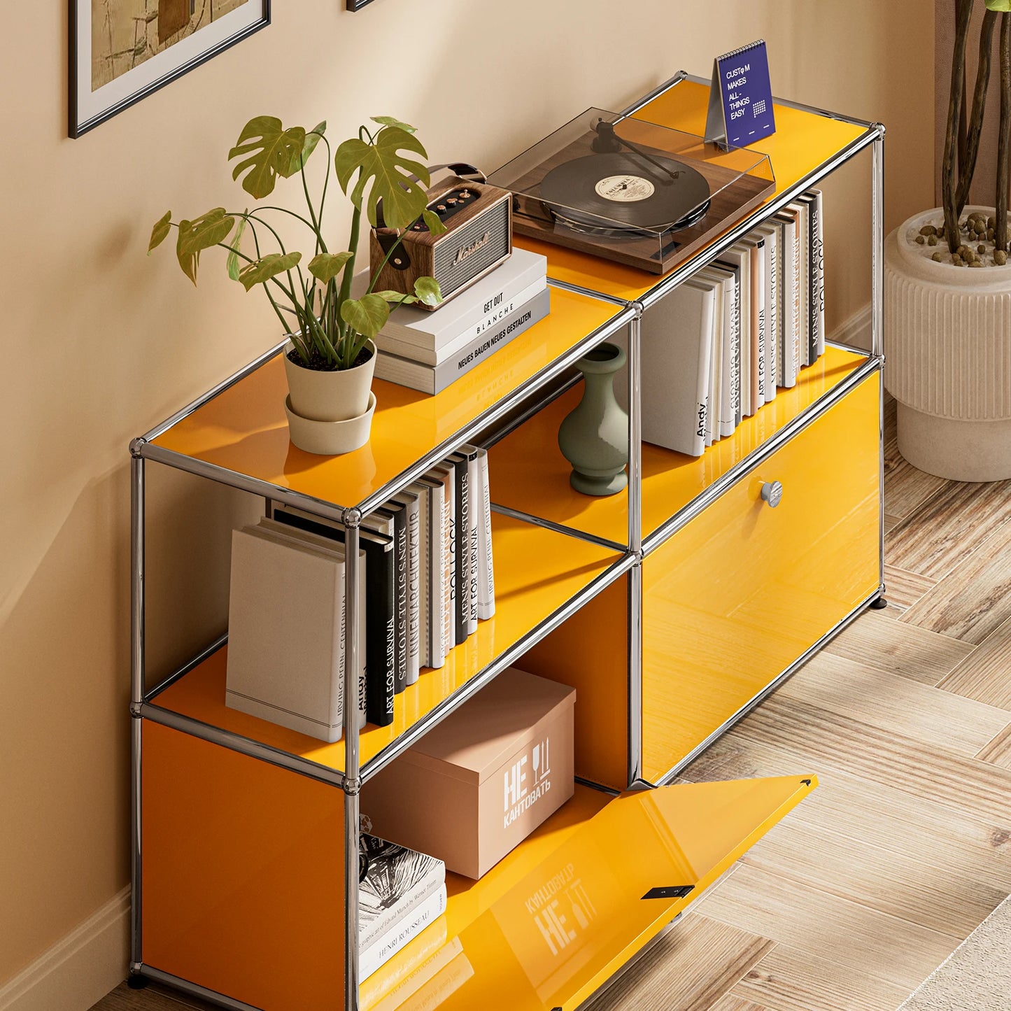 Furgle Modern Modular Metal Storage Cabinet Freestanding Sideboard Living Room