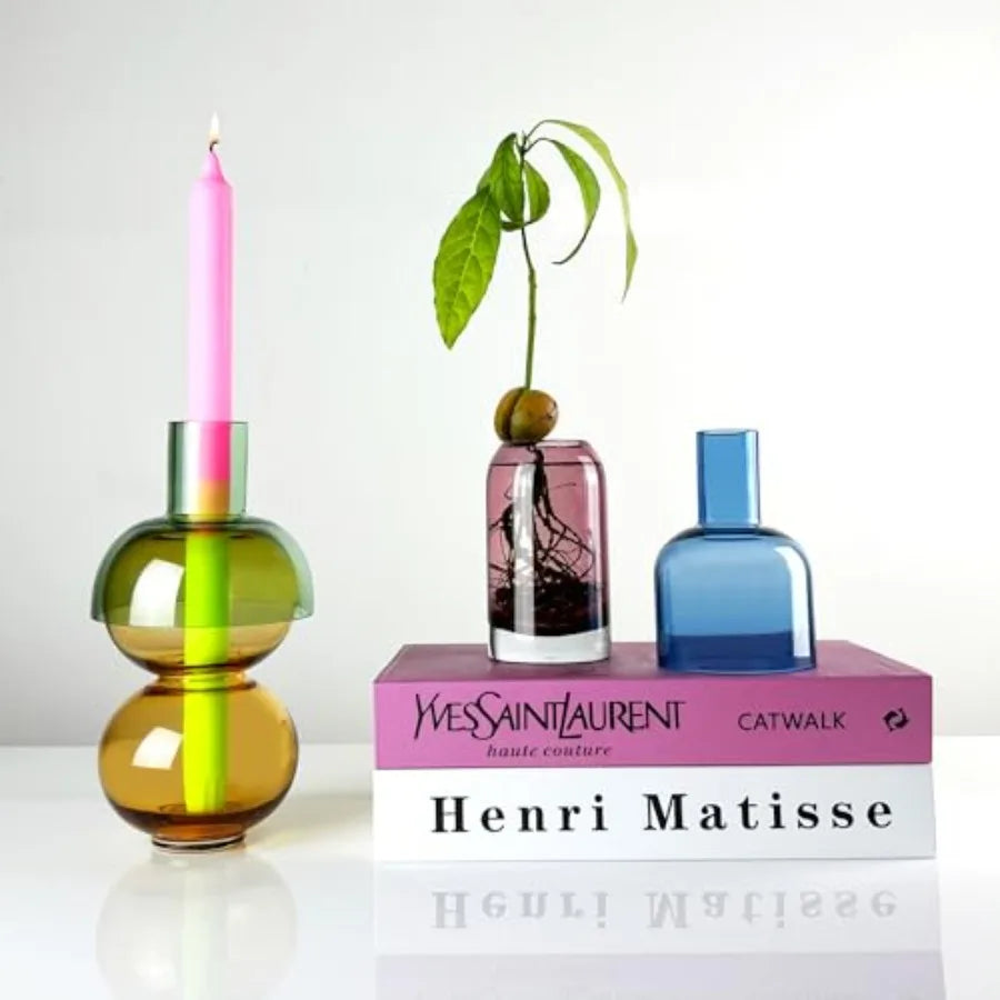 Reversible Glass Flower Vase and Bud Vase Set of 2