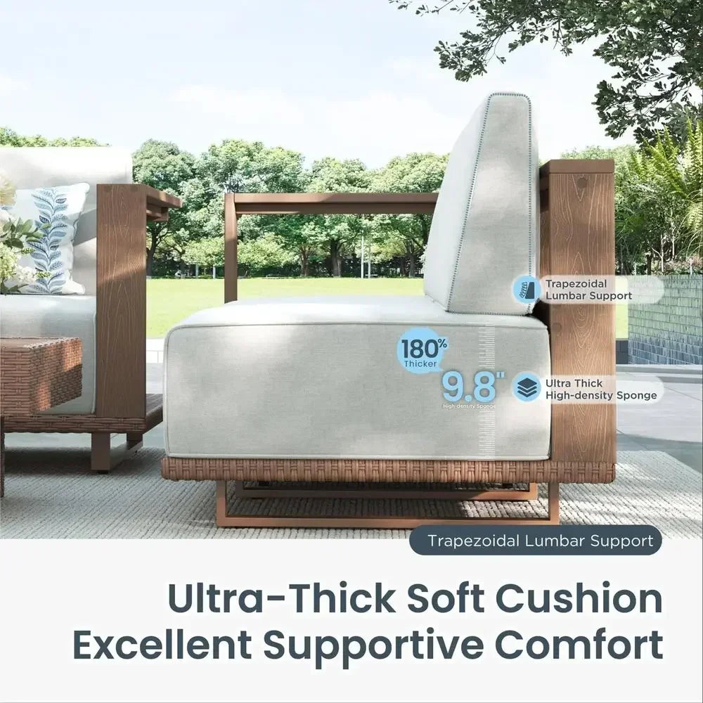 HDPE Patio Furniture Set 5 Piece Sectional Outdoor Wicker
