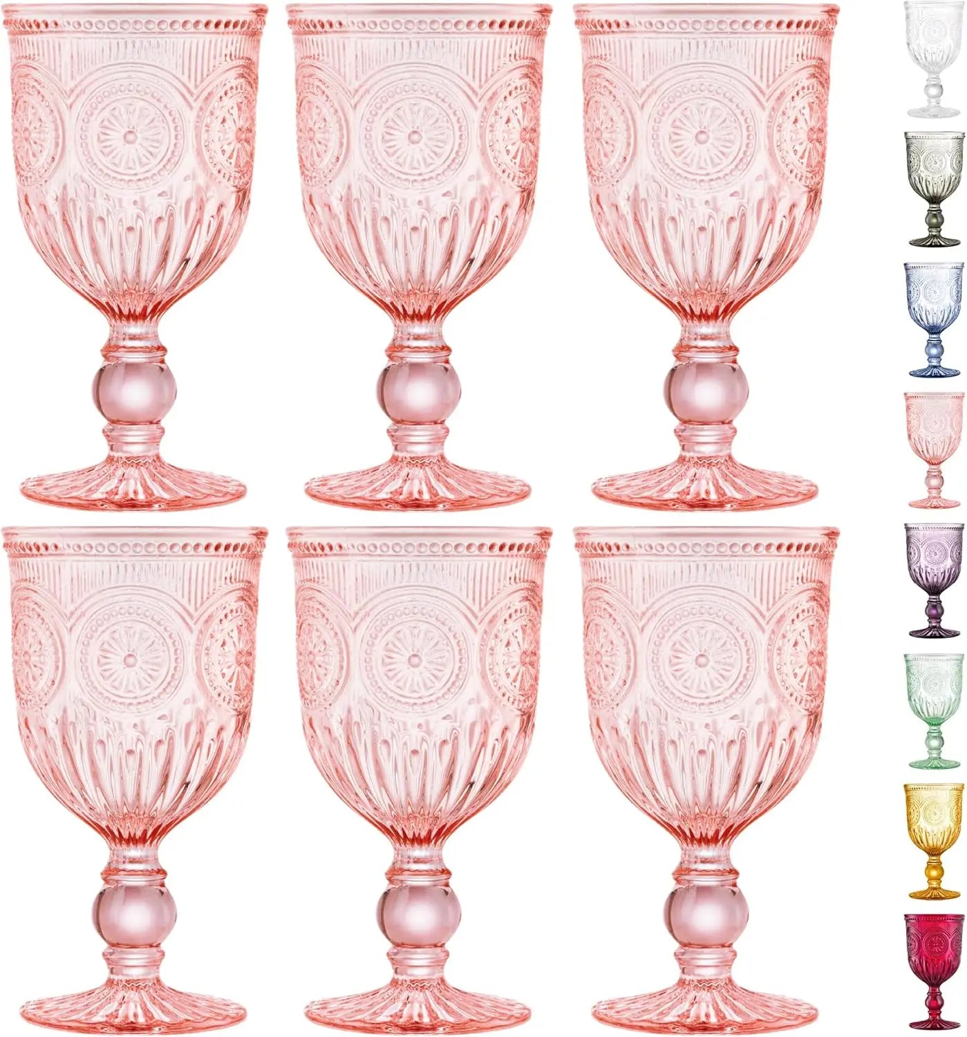 Hobnail Wine Goblets Set of Six Glassware Dishwasher Safe