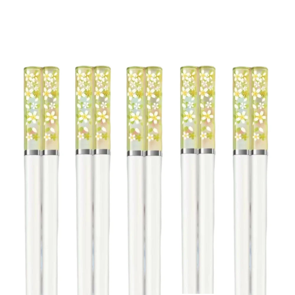Creative amber cherry blossom Japanese chopsticks for home use, anti-mold, anti-slip and heat-resistant