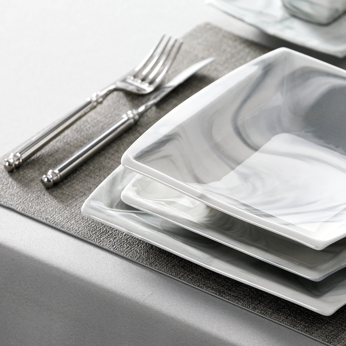 MALACASA Porcelain Dinnerware Set For 12 Service Elegant Tableware