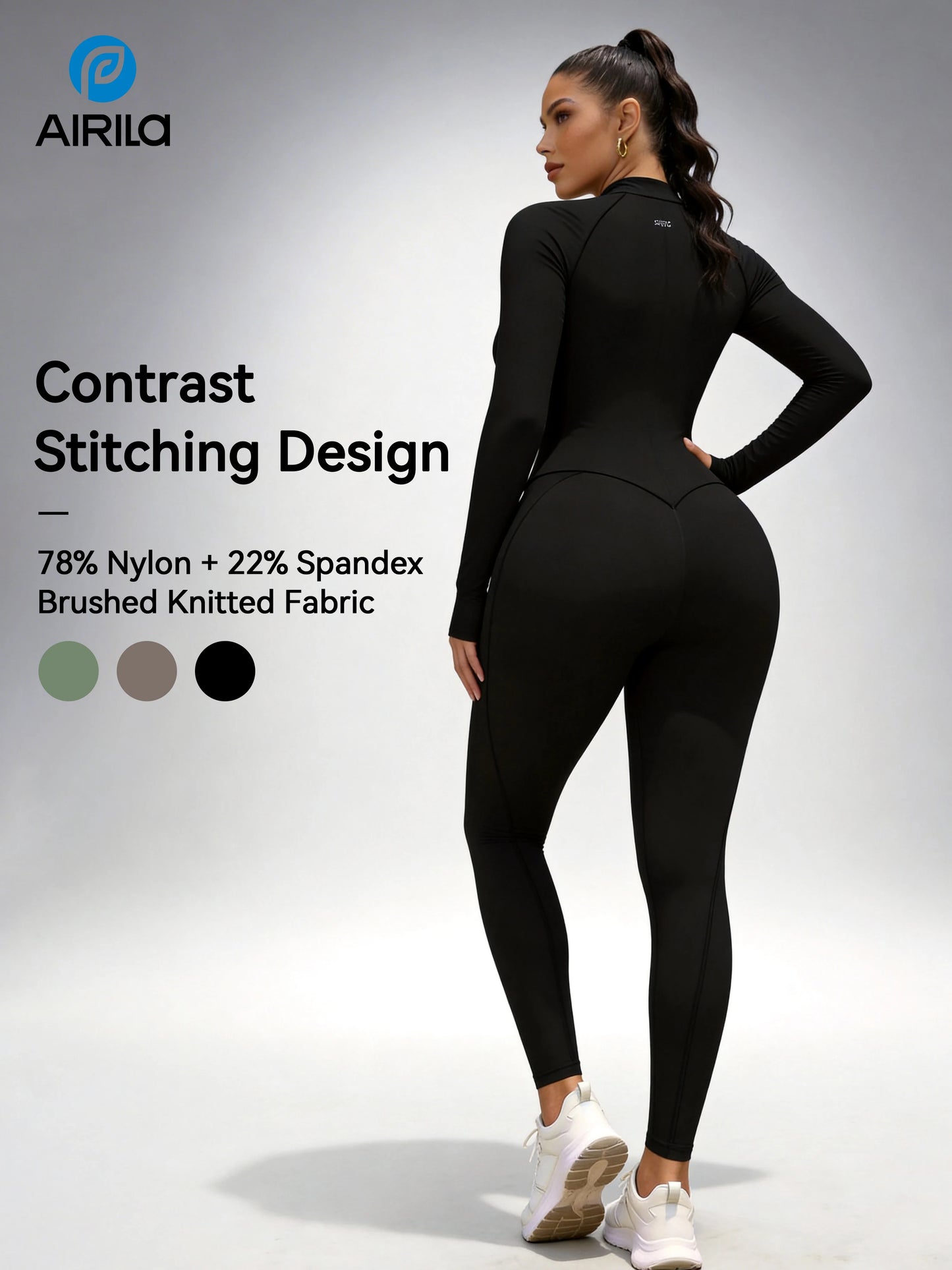 Zip Front Yoga Pilates Jumpsuit For Women Tummy Control
