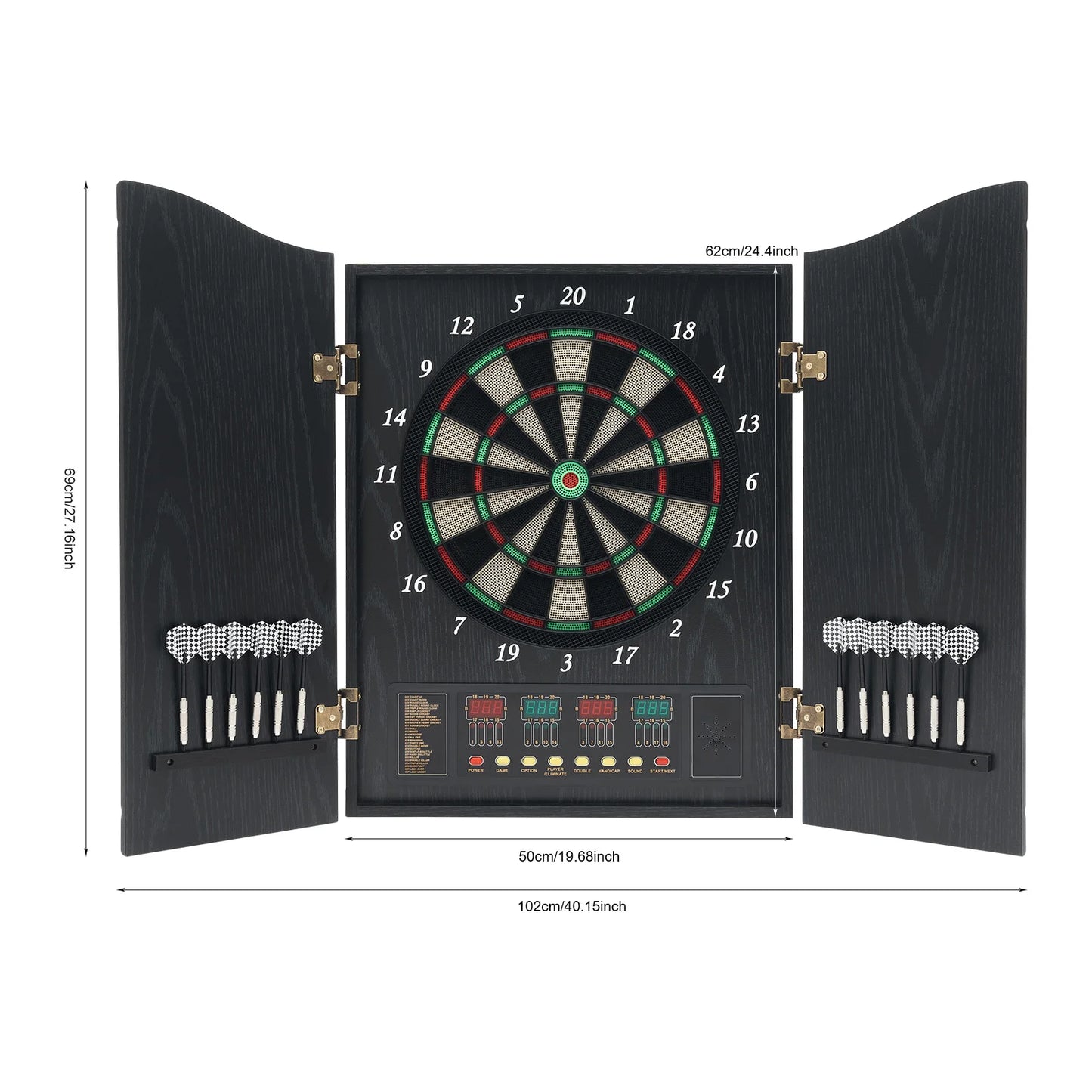 Electronic Dart Board Set With LED Displays 243 Games Voice Prompts CB05E