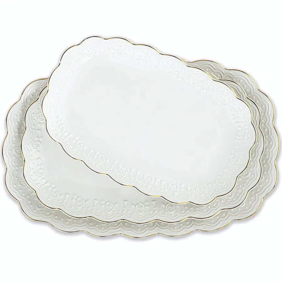 XMSJ Ceramic Serving Platter Set Oval Trays For Entertaining