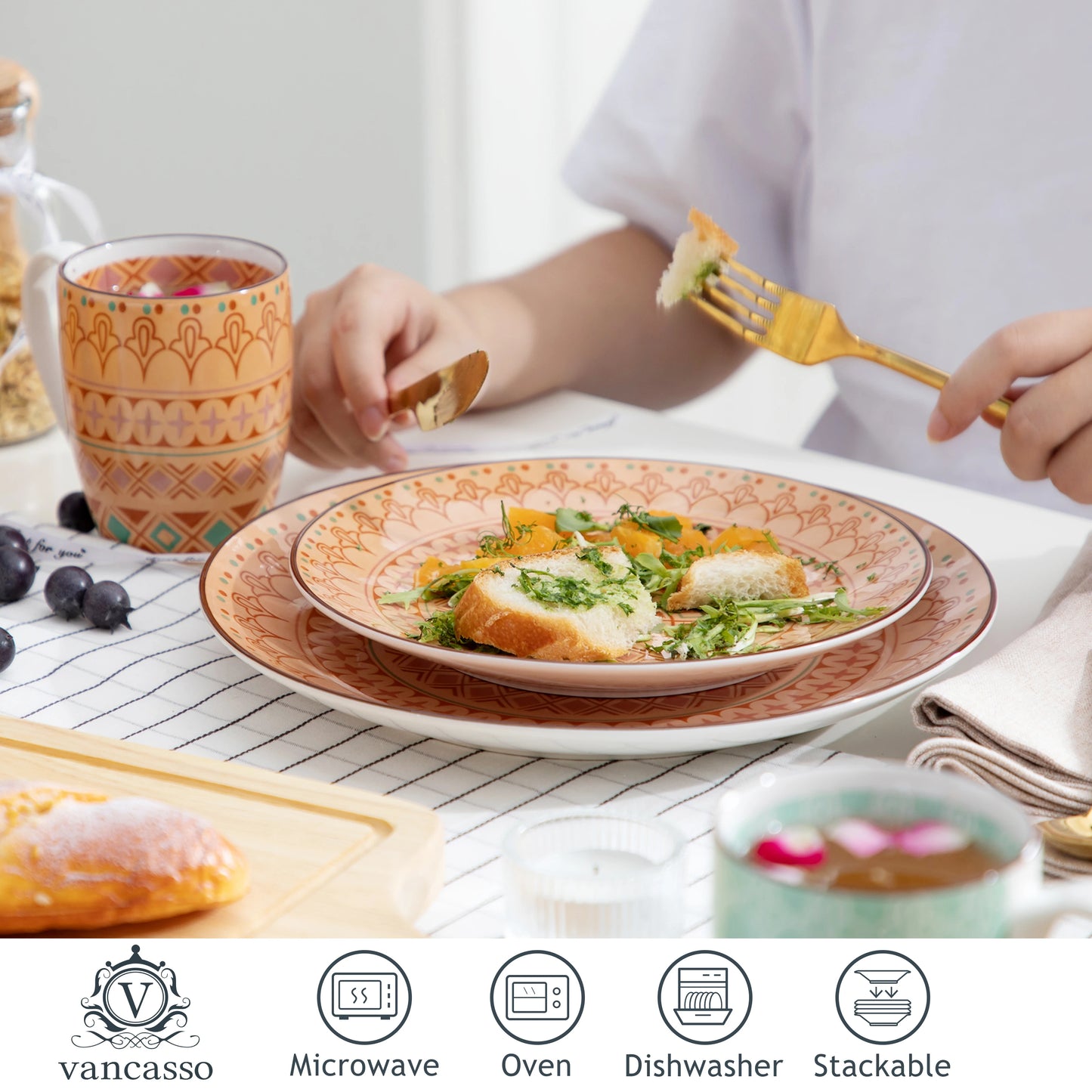 MALACASA Tulip Porcelain Dinnerware Set 4 Design Collection