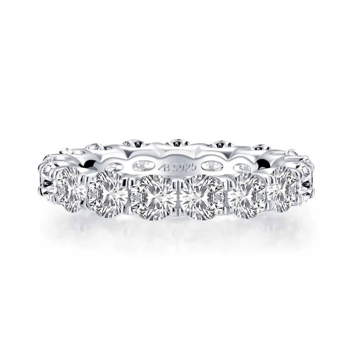 OXTAO 4mm Round Cut Eternity Band Ring Zircon 925 Sterling Silver Engagement Wedding Rings for Women Men Promise Jewelry Gift