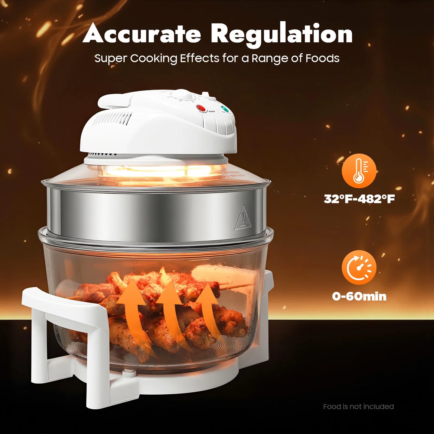 Visual Air Fryer 110V 1200W 360 Degree Hot Air Circulation Grill Rack