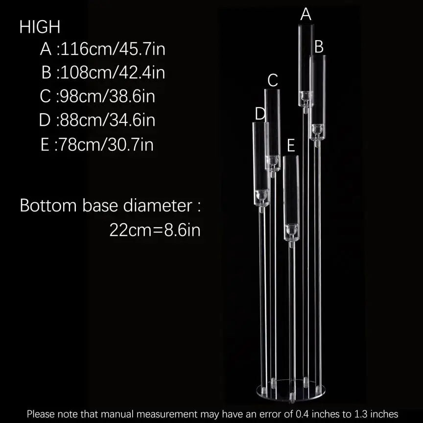 Acrylic 5-Arm LED Candelabra Taper Candle Holders Centerpiece