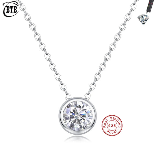CBTB S925 Sterling Silver Moissanite Cross Pendant Necklace