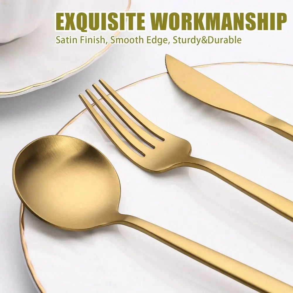 Stainless Steel Flatware Set For 4 Dishwasher Safe Durable Cutlery