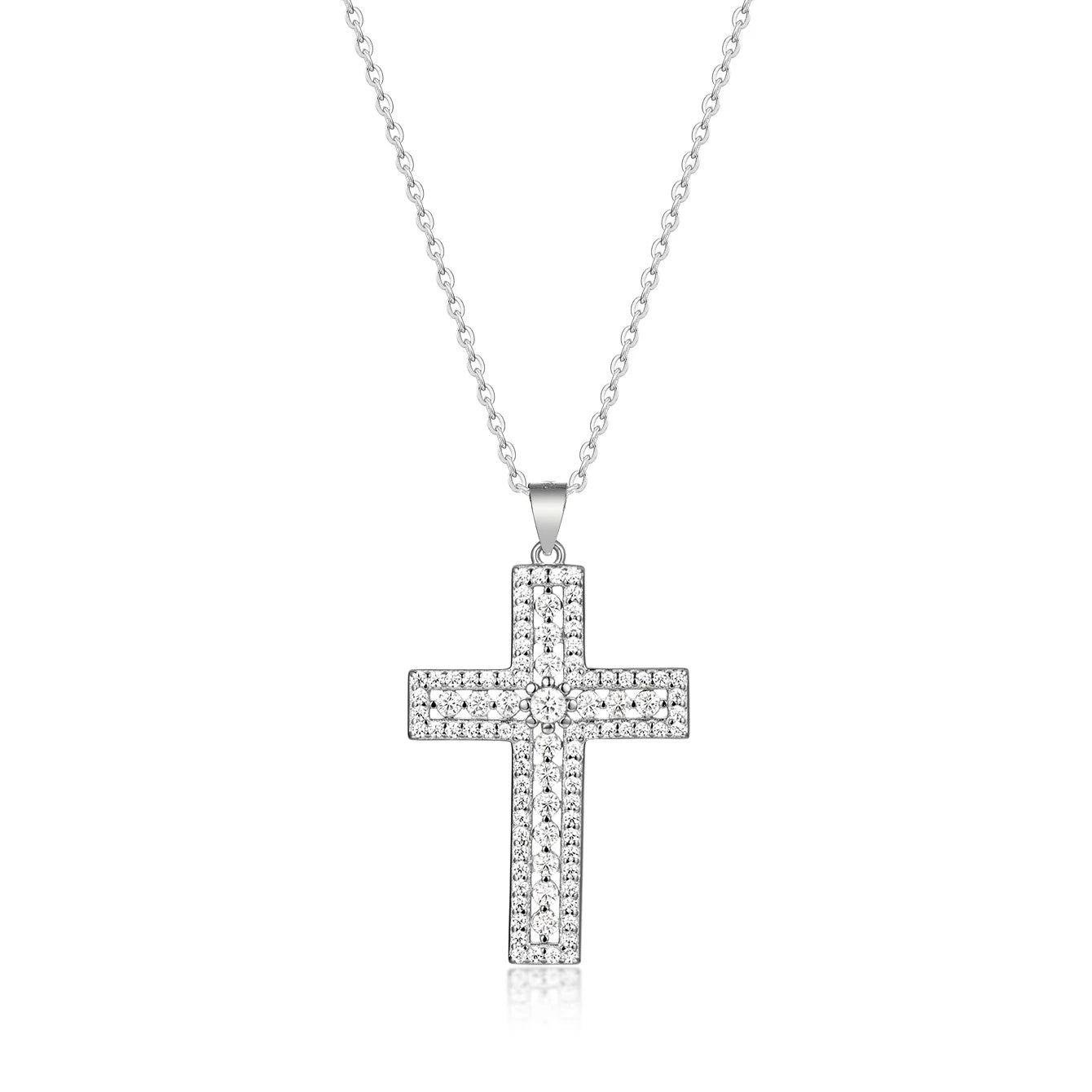 Classic S925 Sterling Silver Cross Pendant Moissanite Fine Jewelry Plated with 18k Gold Suitable for Gift Giving