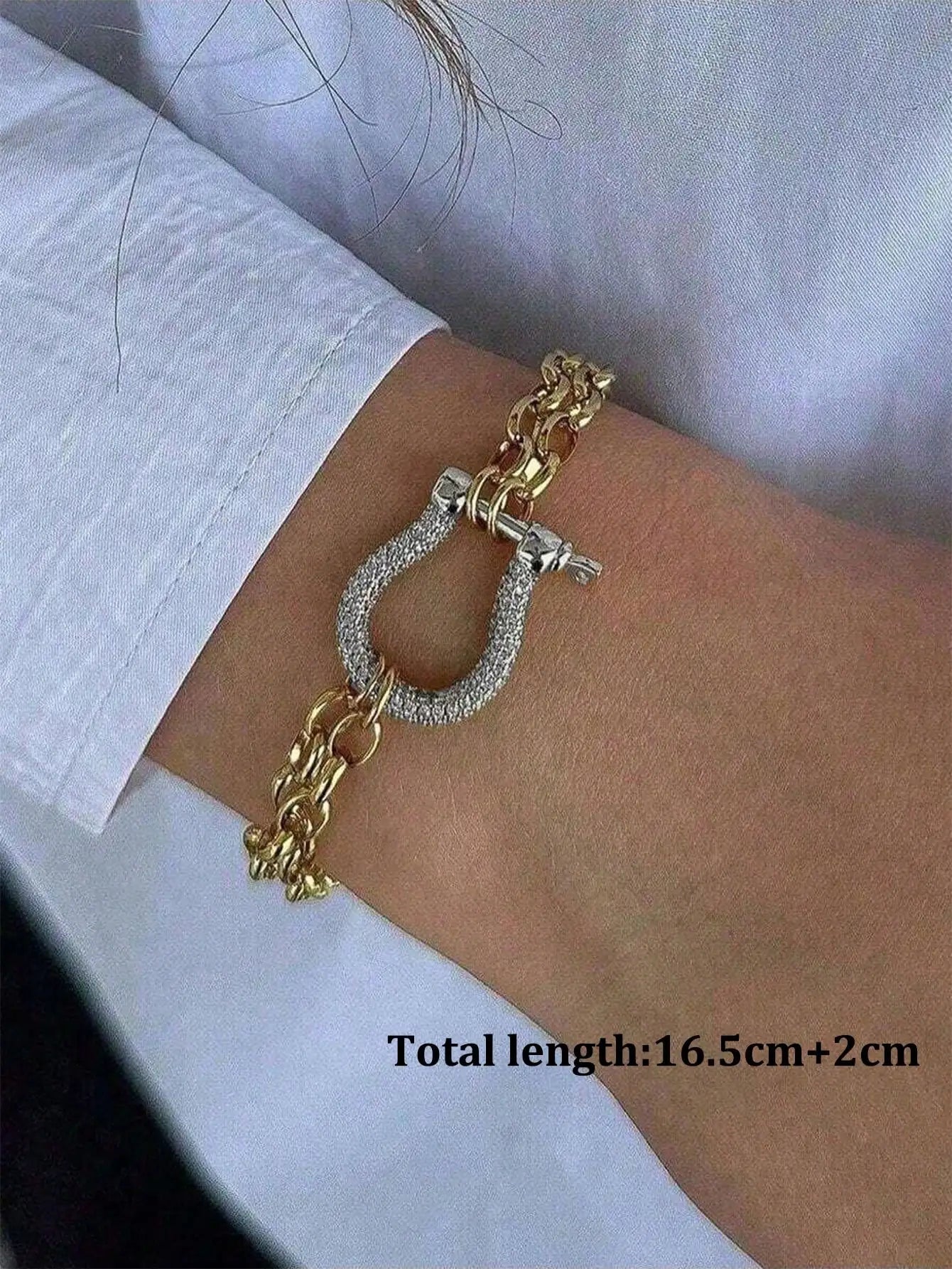 Gold And Silver Horseshoe Bracelet With Stainless Steel Chain