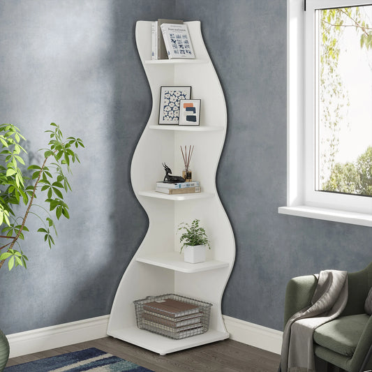 Tribesigns Corner Shelf Five Tier Wall Bookcase And Plant Stand