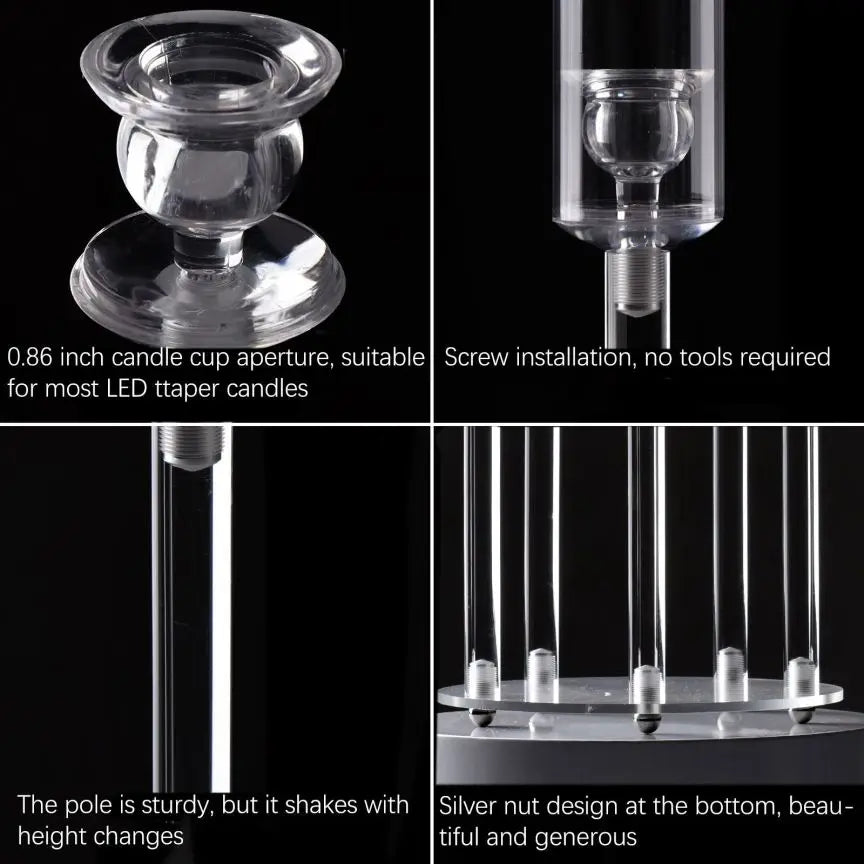 Acrylic 5-Arm LED Candelabra Taper Candle Holders Centerpiece