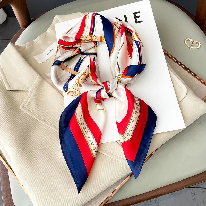 Printed Womens Polyester Scarf Square Shawl Luxury Design