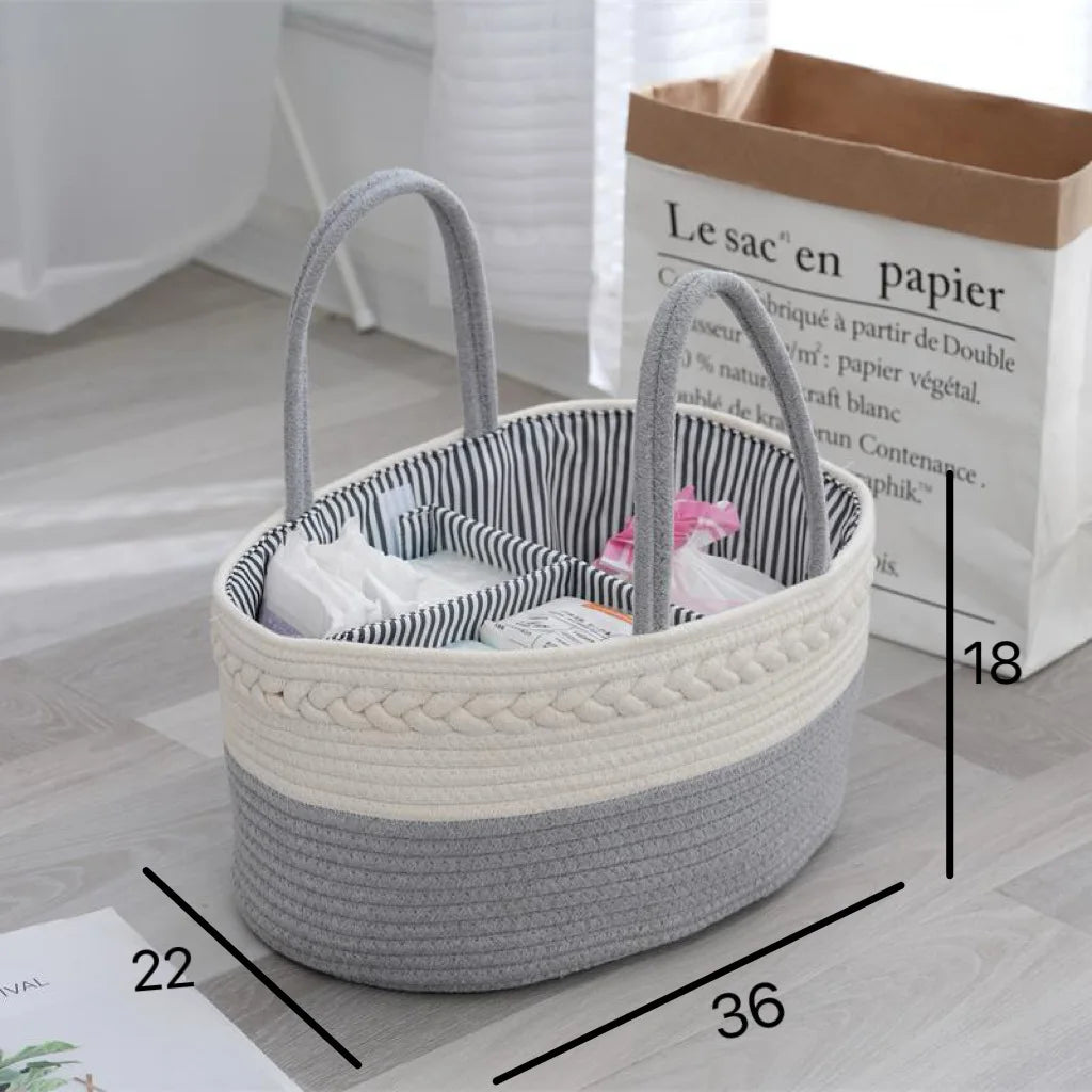 Cotton Rope Woven Storage Basket Diaper Organizer Removable
