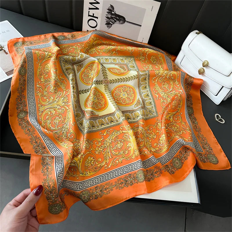 Printed Womens Polyester Scarf Square Shawl Luxury Design