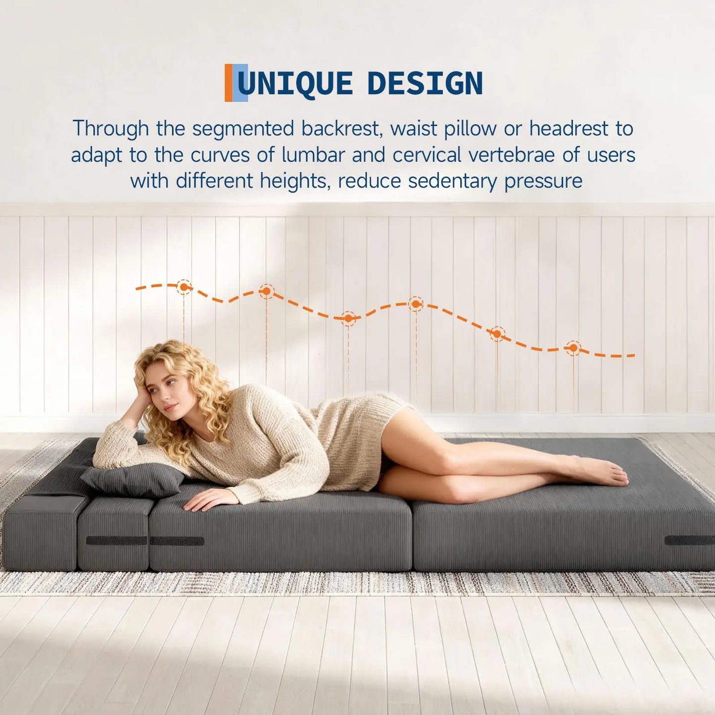 HobbyLane 4 In 1 Corduroy Folding Sofa Bed With Pillow