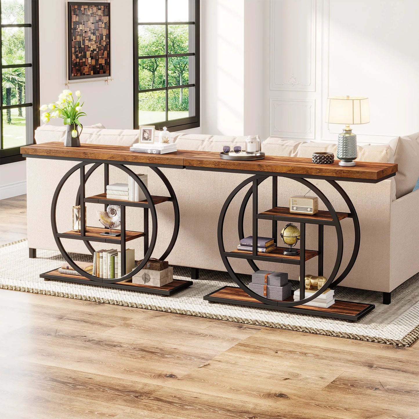 Tribesigns Four Tier Industrial Console Table For Entryway Hallway Storage