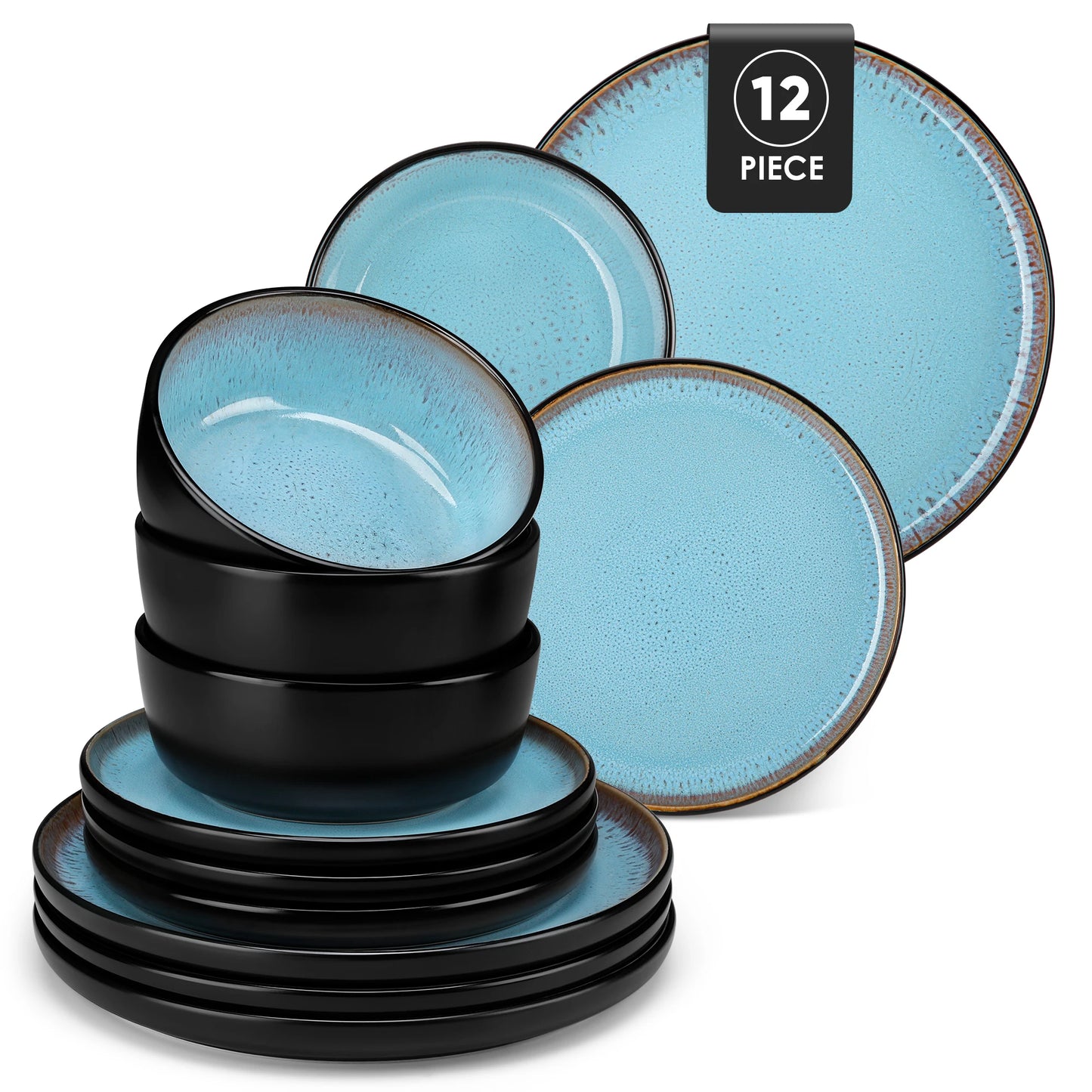 MALACASA Ceramic Stoneware Dinnerware Set Plates Bowls Included