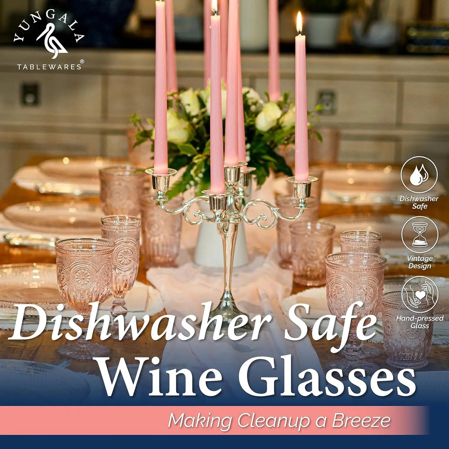 Hobnail Wine Goblets Set of Six Glassware Dishwasher Safe