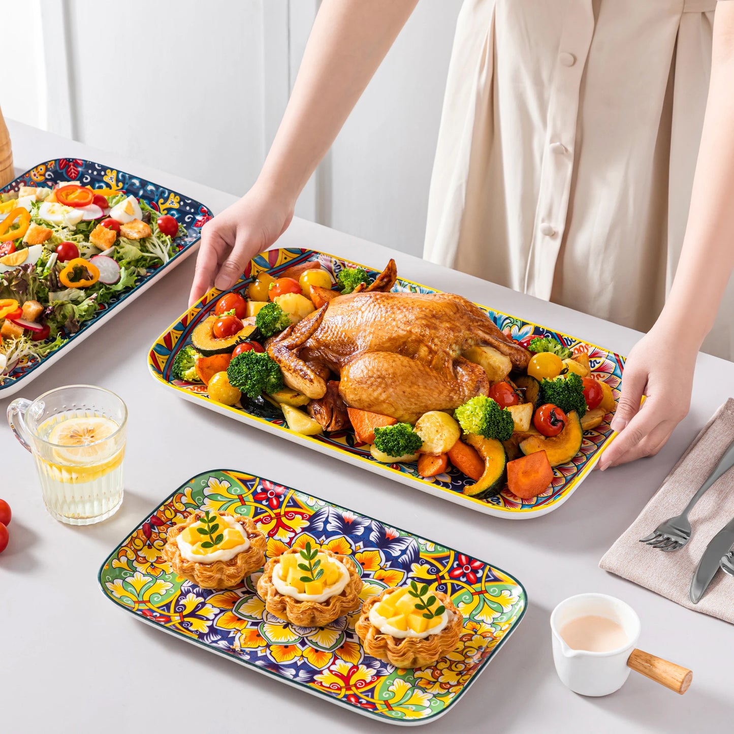 Vancasso Ceramic Salad Plates Set Oven Safe For Cakes