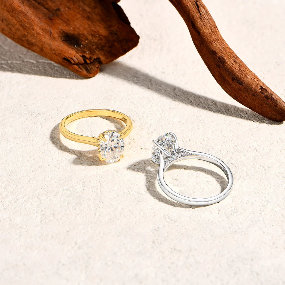 Moissanite Ring For Women Oval S925 Silver Engagement