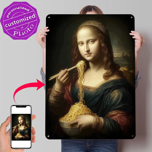 Mona Lisa Noodles Metal Poster Wall Art Vintage Home Decor