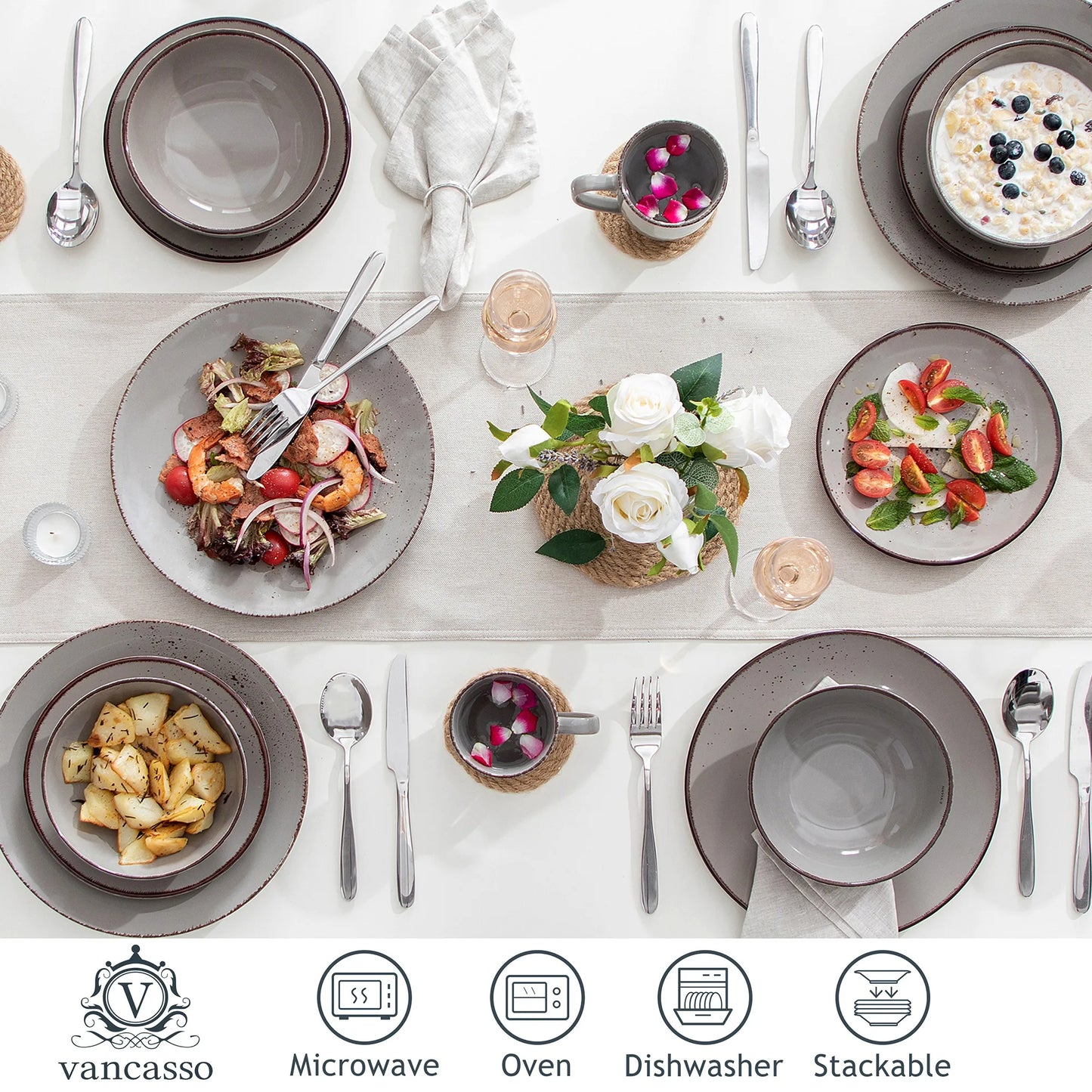 Malacasa Navia Stoneware Dinnerware Set Tableware Collection