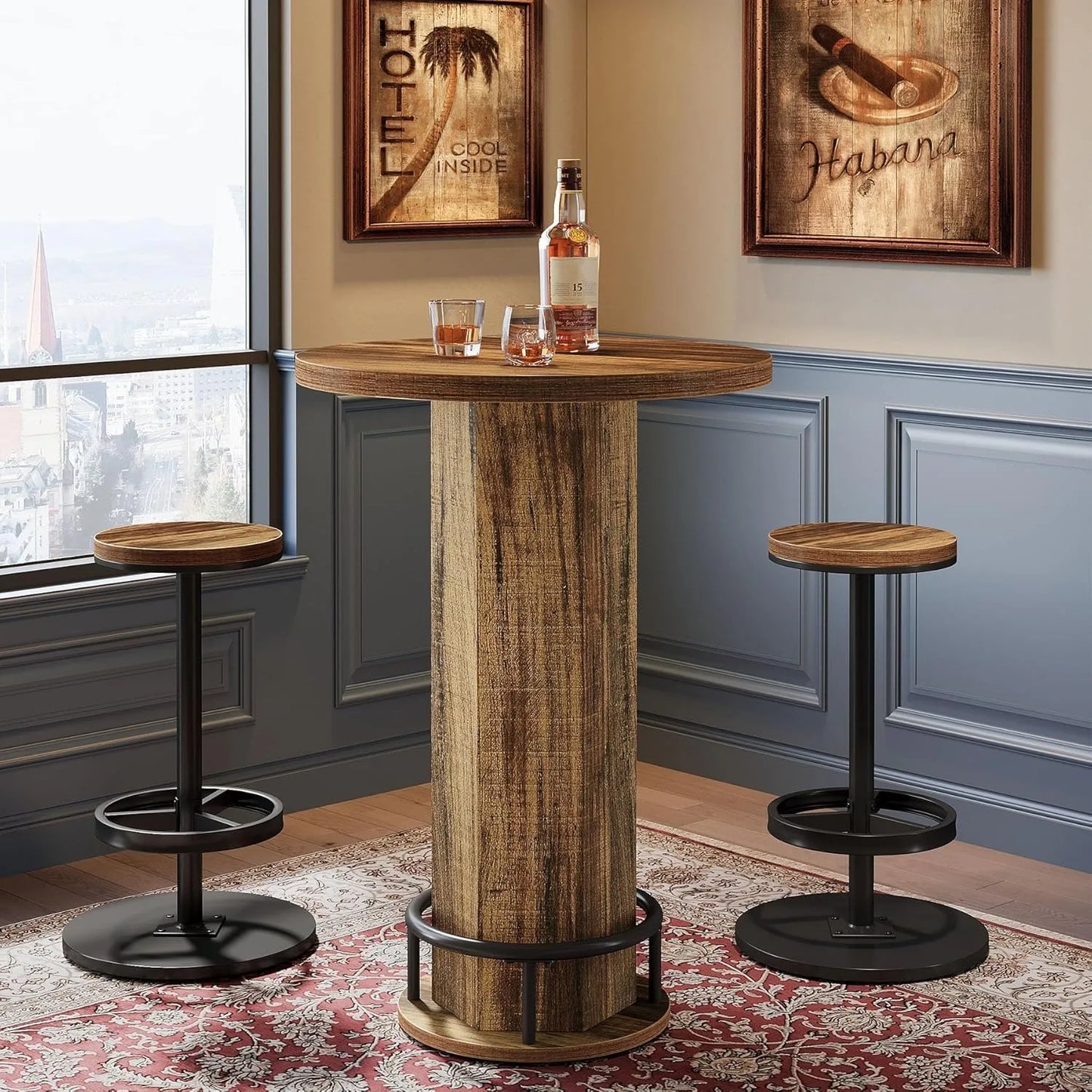 Little Tree Round Bar Table With Chairs And Barstools