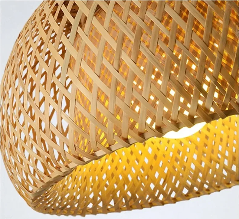 Molden Bamboo Lantern Pendant Light Natural Rattan E27 LED Chandeliers