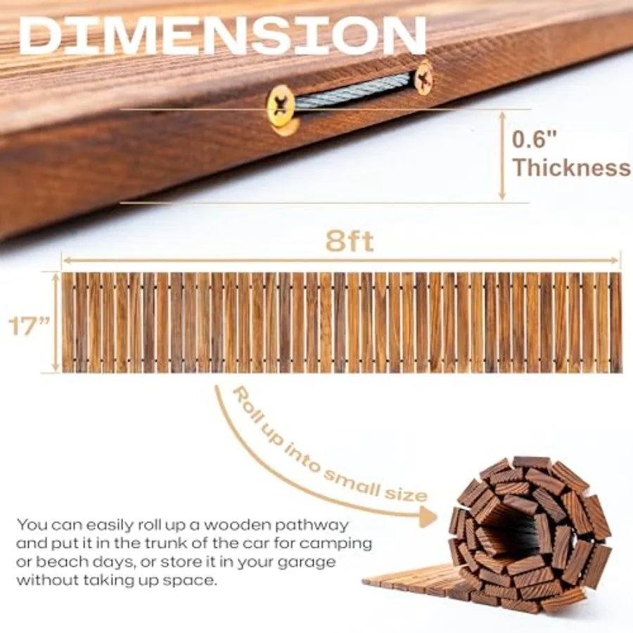 Carbonized Wooden Garden Pathway Roll Out With Anti Slip Grooves