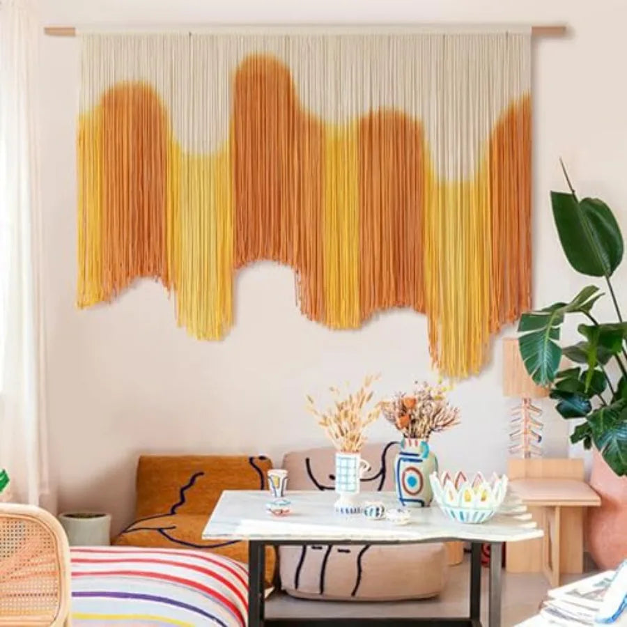 Macrame Wall Hanging Dip Dyed Fiber Art Tapestry Boho Decor