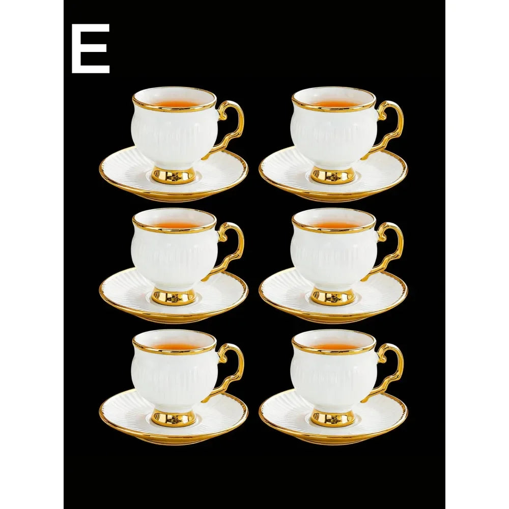 XMSJ Deco Golden Turkish Espresso Cups With Saucers