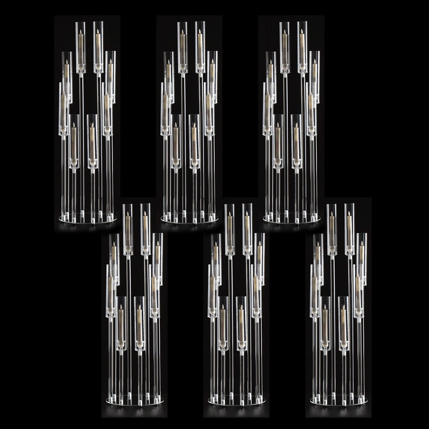 Vincigant 6 Piece Clear Candelabra Centerpiece 8 Arm Acrylic Floor Candle Holder