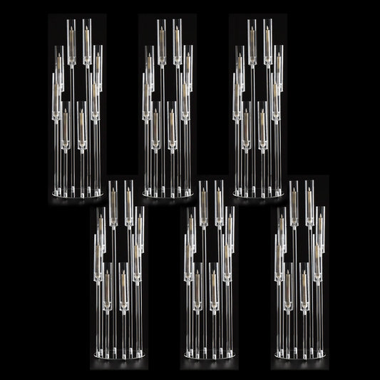 Vincigant 6 Piece Clear Candelabra Centerpiece 8 Arm Acrylic Floor Candle Holder