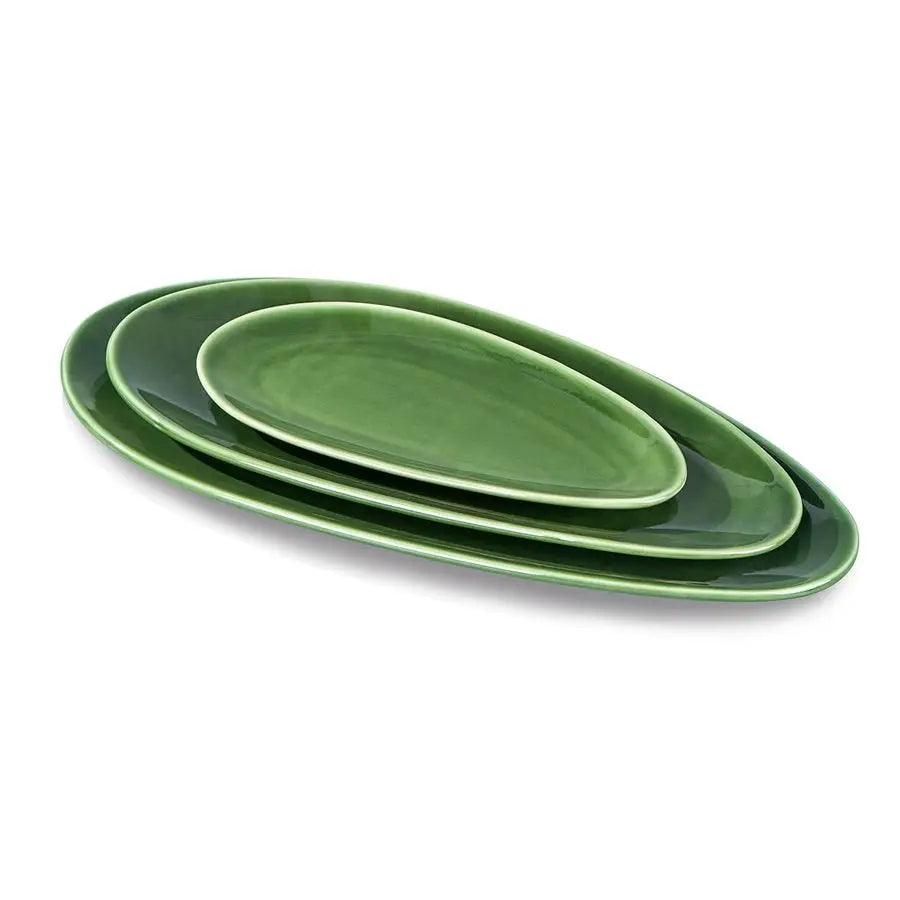 Porcelain Oval Serving Platters Set For Party And BBQ Stackable