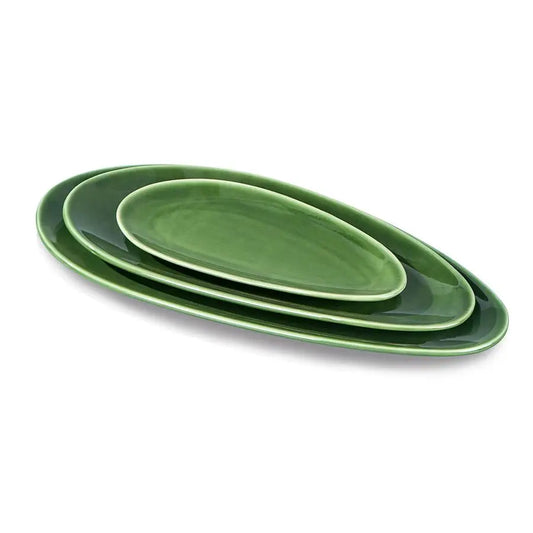 Porcelain Oval Serving Platters Set For Party And BBQ Stackable