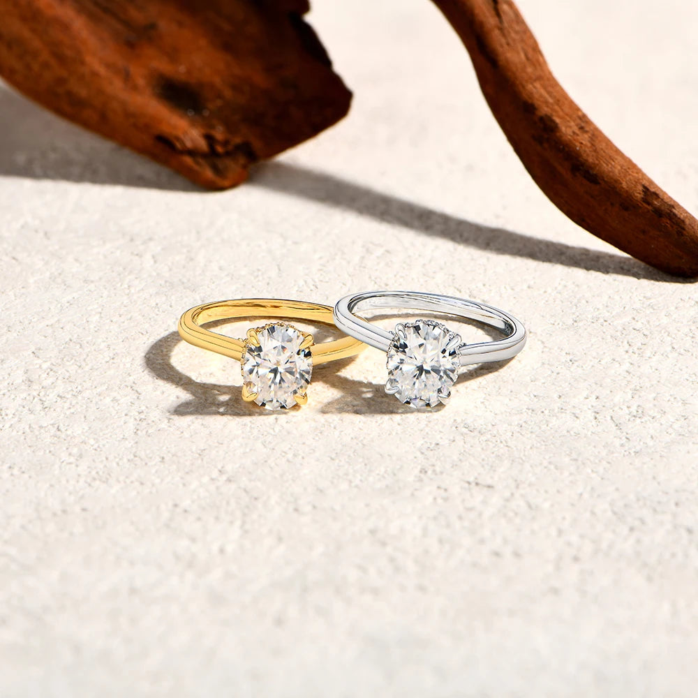 Moissanite Ring For Women Oval S925 Silver Engagement