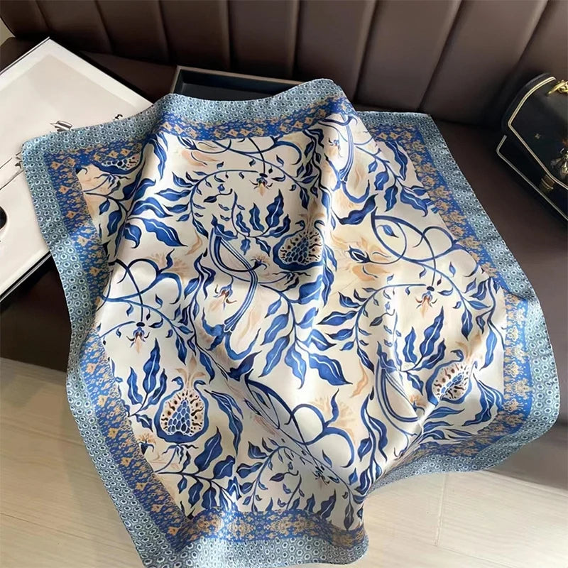 Printed Womens Polyester Scarf Square Shawl Luxury Design