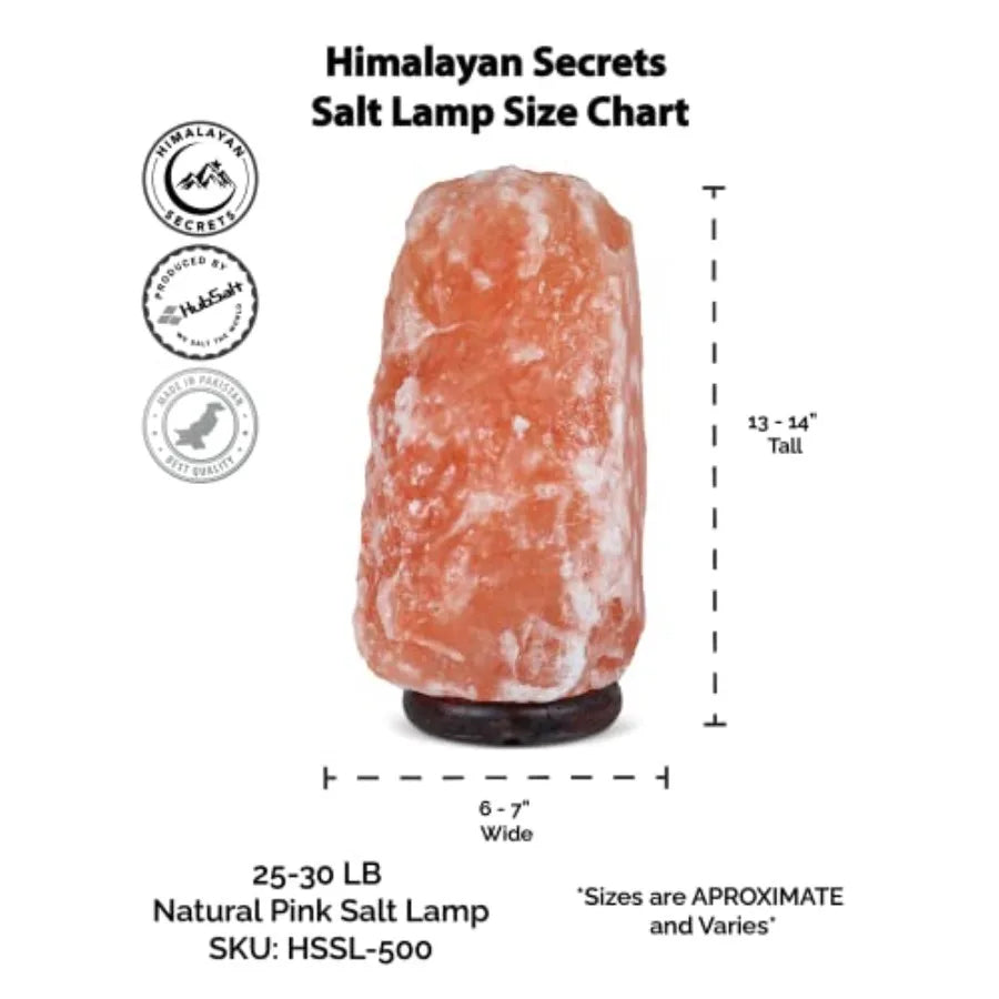 Natural Pink Salt Lamp With Wooden Base And Dimmer Cord
