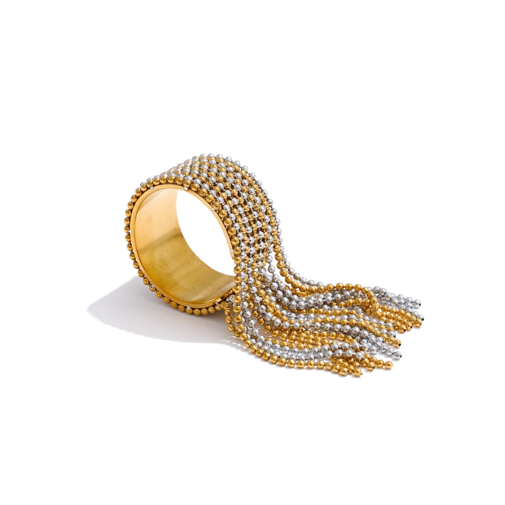 Yhpup Declaration Series Stainless Steel Chain Tassel Ring